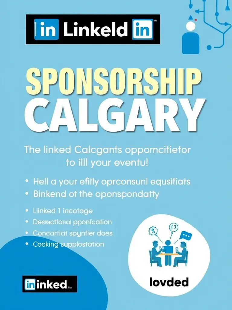 A visually appealing graphic promoting sponsorship opportunities for LinkedIn Local Calgary events, highlighting the benefits of sponsorship.